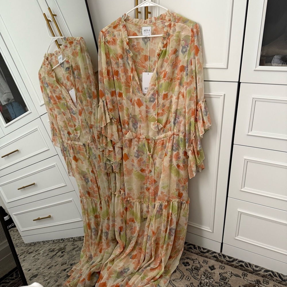 NWT Misa Los Angeles Floral Ruffle Maxi size Large